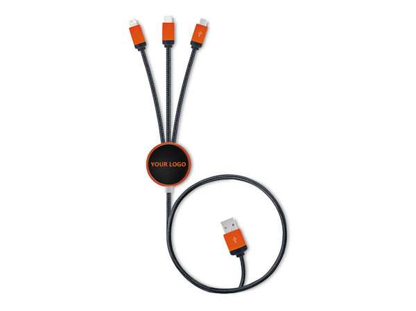 Charging USB cable LED 3in1 UC034 - BLACK