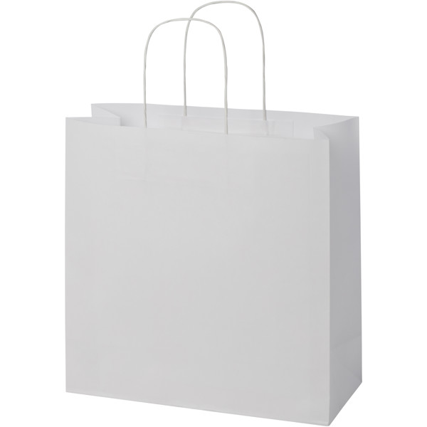 Kraftpapiertasche 120 g/m² mit gedrehten Griffen – XL - weiss