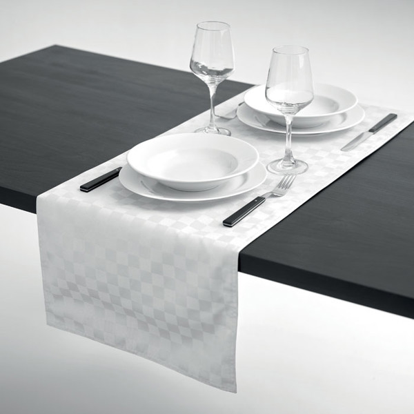 Table runner in polyester Spice - White