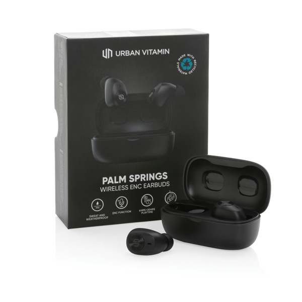 Ušesni čepki Urban Vitamin Palm Springs, ENC, 20 ur predvajanja - Črna