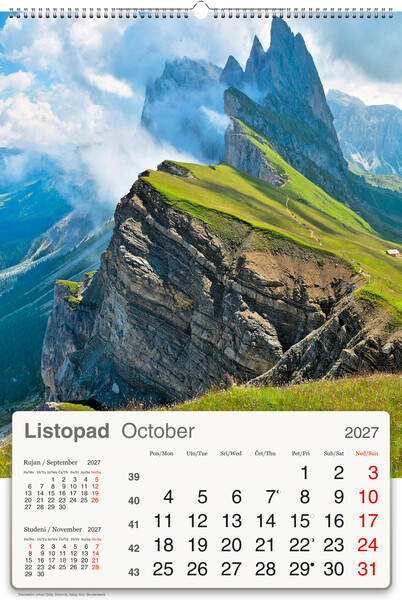Okomiti zidni kalendar – Planet Zemlja