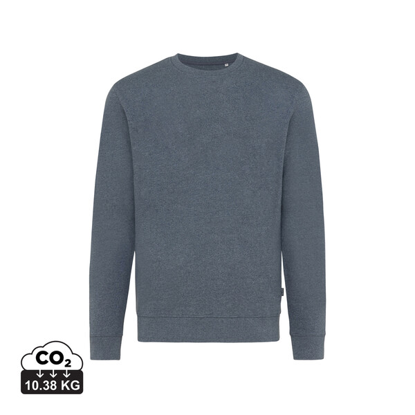 Pull à col rond en coton recyclé non teinté Iqoniq Denali - Heather Navy / S