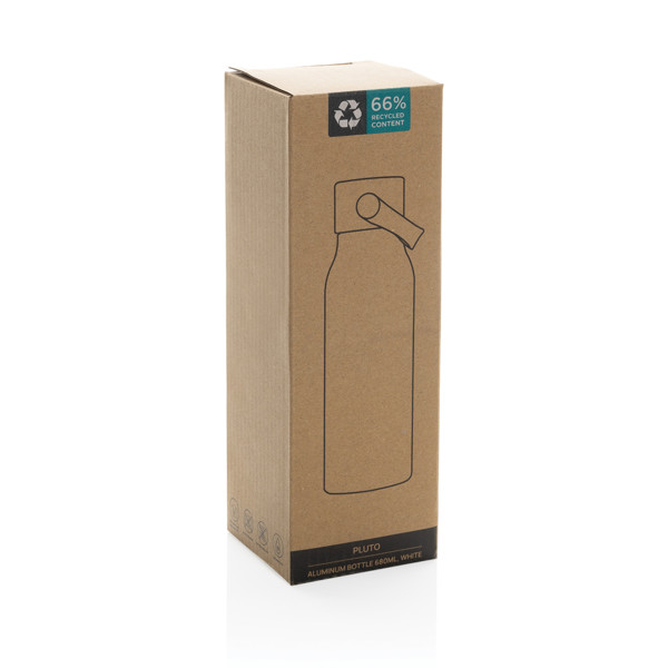 Pluto športna steklenica iz recikliranega aluminija 680 ml - Bela