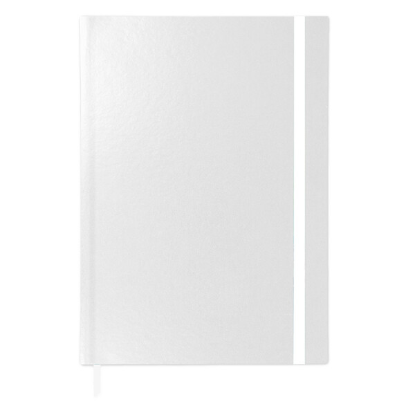 Bloco de capa dura em papel A5 com folhas impressas com o seu desenho - Cor integral / Branco / Branco