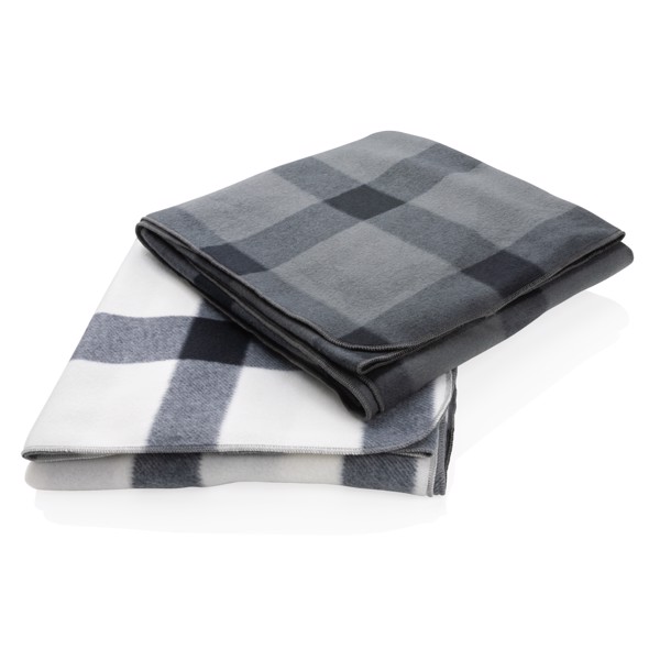 Soft plaid fleece blanket - White