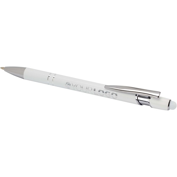 Penna a sfera con finitura argento Kish (inchiostro blu) - Bianco