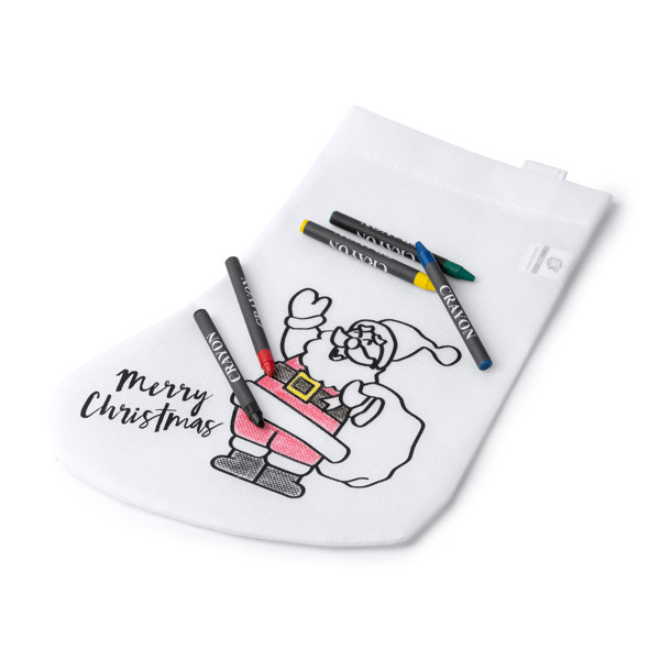 Personalised Christmas stocking non-woven with colouring reindeer design