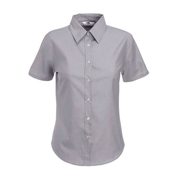 Camisa Oxford Ladies Manga Curta 135G - 70% Algodão/ 30% Poliéster - Cinza Claro / XL