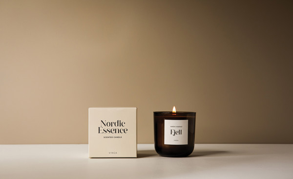 VINGA Nordic essence scented candle small - Off White / Dark Brown
