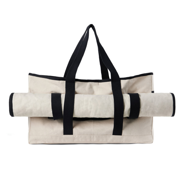 VINGA Volonne AWARE™ recycled canvas beach bag - Off White / Black