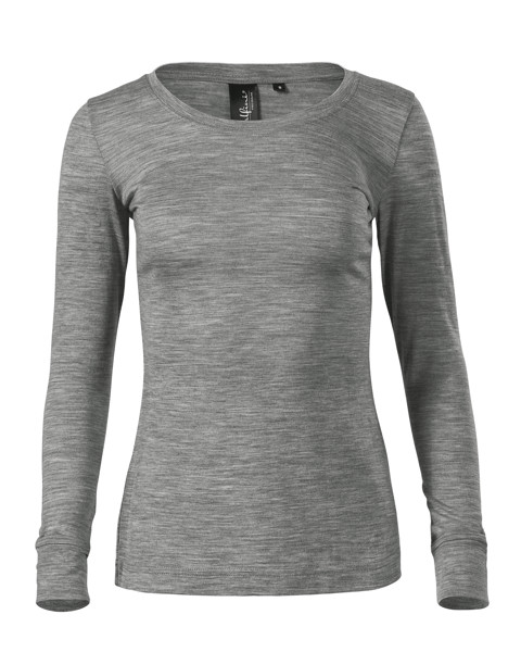 Triko Dámské Malfini Premium® Merino Rise Ls - Tmavě Šedý Melír / S