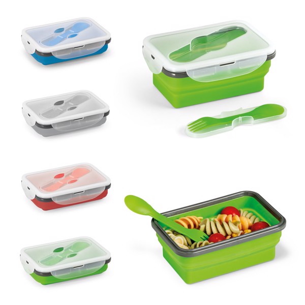 SAFFRON. Lunch Box. Boîte hermétique rétractable en silicone et PP 640 mL - Vert Clair