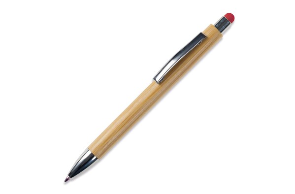 Stylo-stylet New York en bambou - Rouge