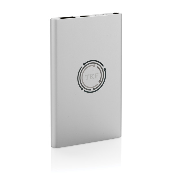 Xd Collection powerbank 4000 mAh, tip C, ploščat dizajn - Silver