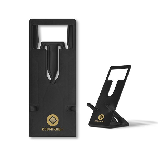 EXTRA-FLAT FOLDABLE TELEPHONE STAND made of recycled material in black color exc