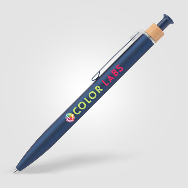 Reborn Click Softy Stylo en aluminium recyclé - Bleu marine / Laser