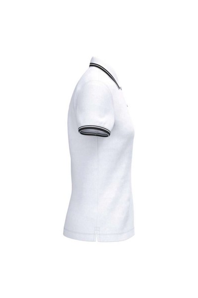 Ladie's Short-Sleeved Poloshirt With Contrasting Piping - White / Black / S