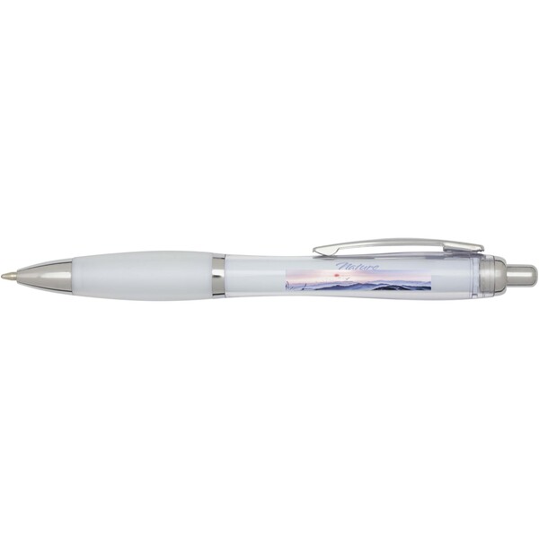 Nash RCS recycled plastic ballpoint pen with coloured barrel and grip (blue ink) - Transparent