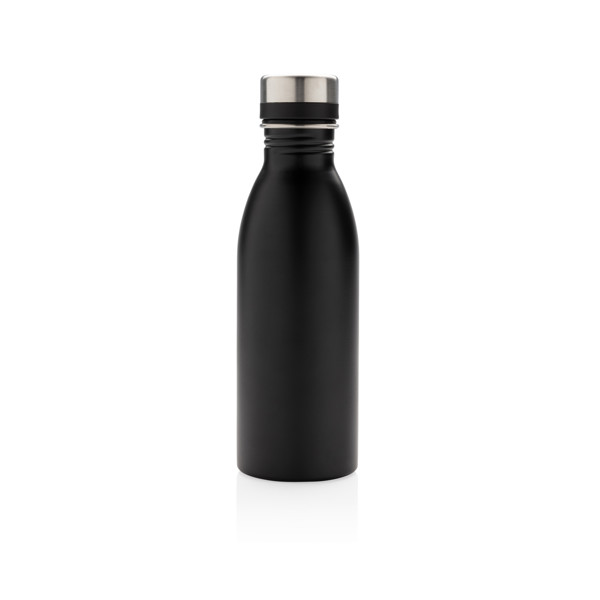 RCS gerecycled roestvrijstalen luxe waterfles - Zwart