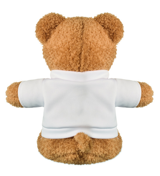 Teddy bear with t-shirt 23 cm Jackie - White