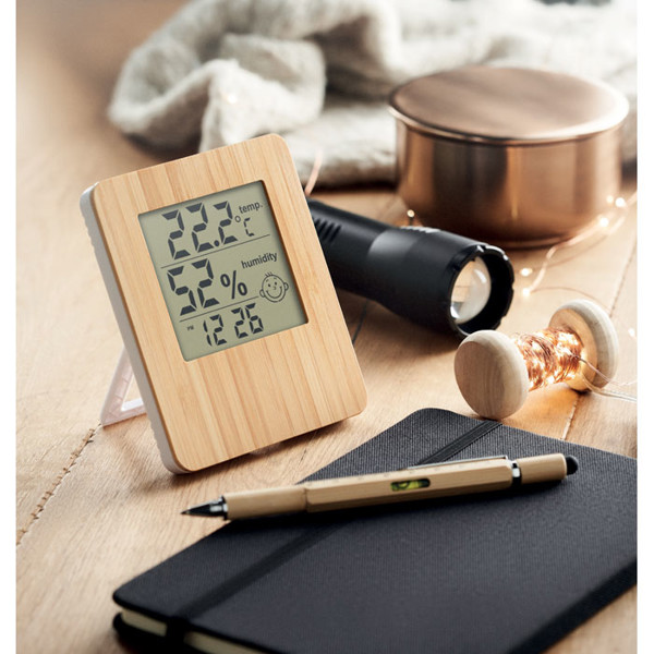 Suncity weather station bamboo, clock, humidity