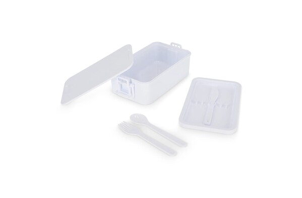Boîte à lunch double étage avec couverts - Blanc