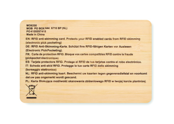 Carte RFID bambou Custos +