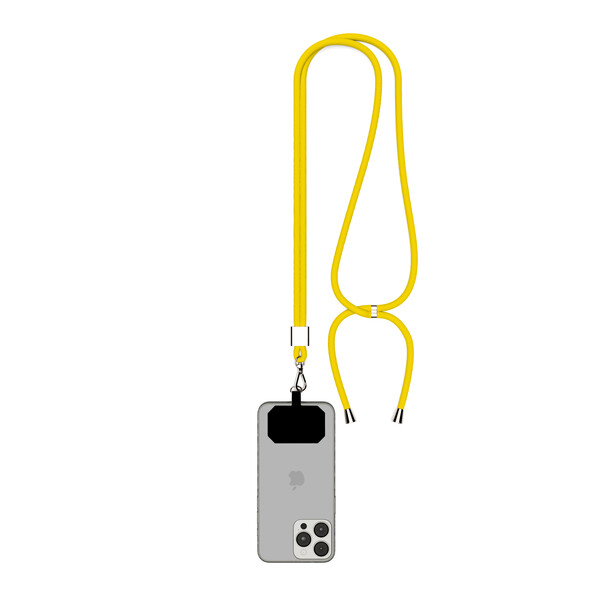 Dvoubarevný držák telefonu Crossbody z materiálu recyklovaný polyester (rPET) - Jasná žlutá / Stříbrná příslušenství