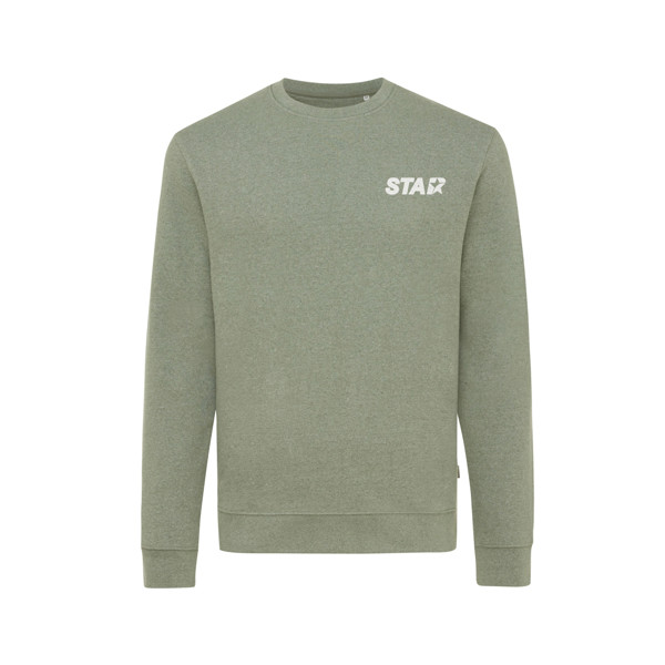 Pull à col rond en coton recyclé non teinté Iqoniq Denali - Heather Green / XL