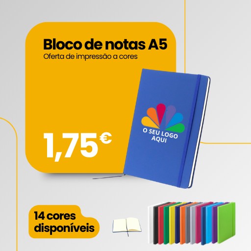 Bloco de notas A5 com impressão a cores