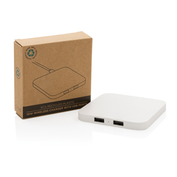 Xd Collection brezžični polnilnik 10W, dvojni USB - Bela