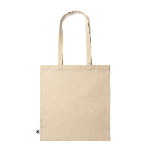 Bolsa de algodón personalizada Fairtrade 180 g/m² con asas largas reforzadas