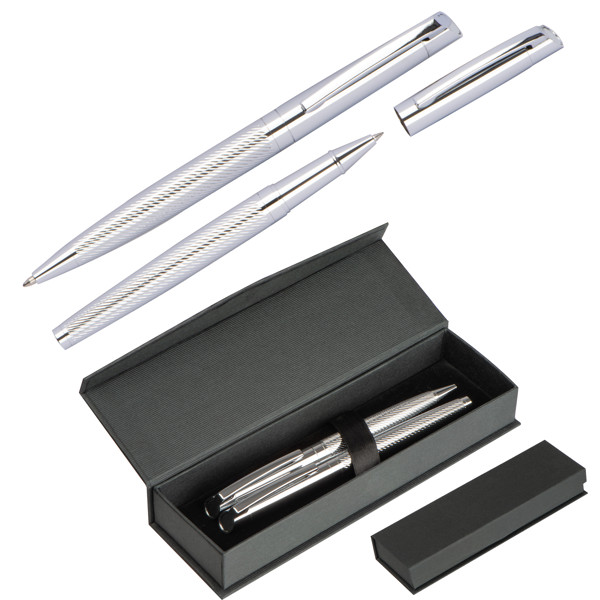 Metal writing set BERNARD - Silvergrey