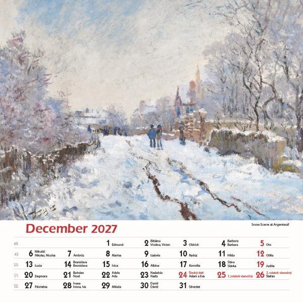 Nástenný Kalendár Claude Monet Štvorec 2027