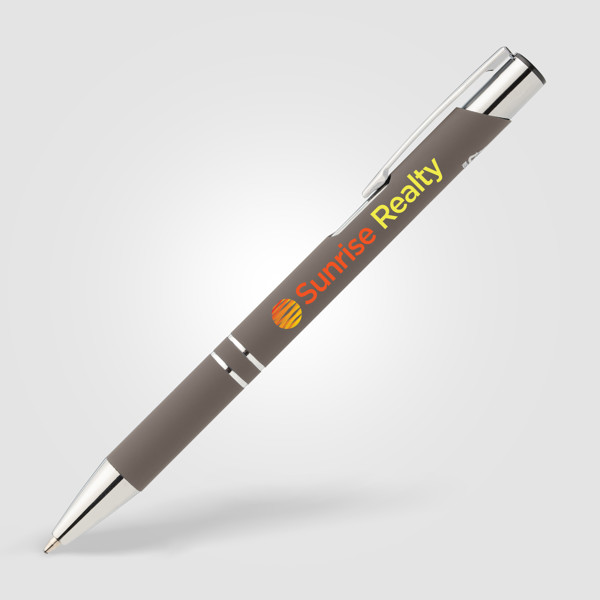 Tres-Chic Recycled Aluminium Chrome Trim Pen - Gunmetal / 4 Colour inkjet