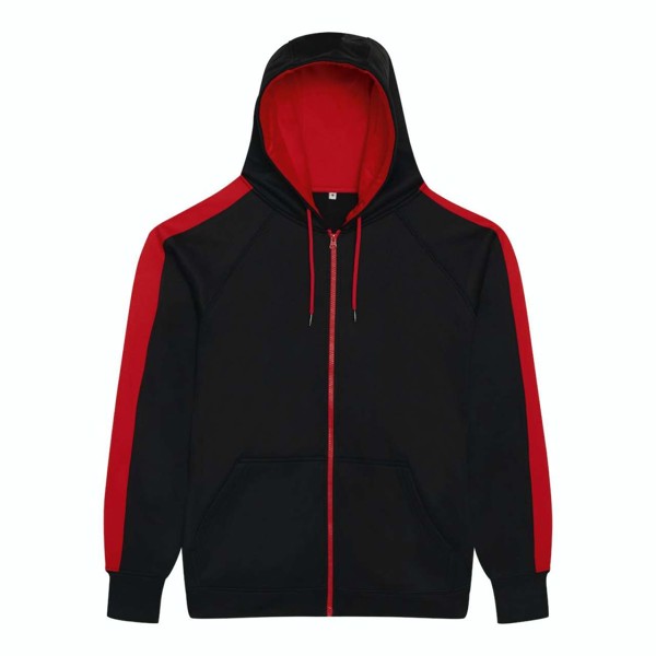 Sports Polyester Zoodie - Jet Black / Fire Red / S