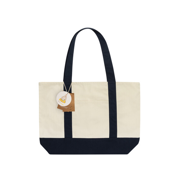 Sac cabas 350gsm en coton recyclé AWARE™ SHOP LOCAL - Bleu Marine