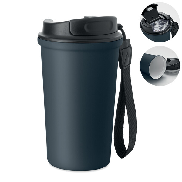 Gobelet en acier recyclé 400ml Nakano - Bleu Marine
