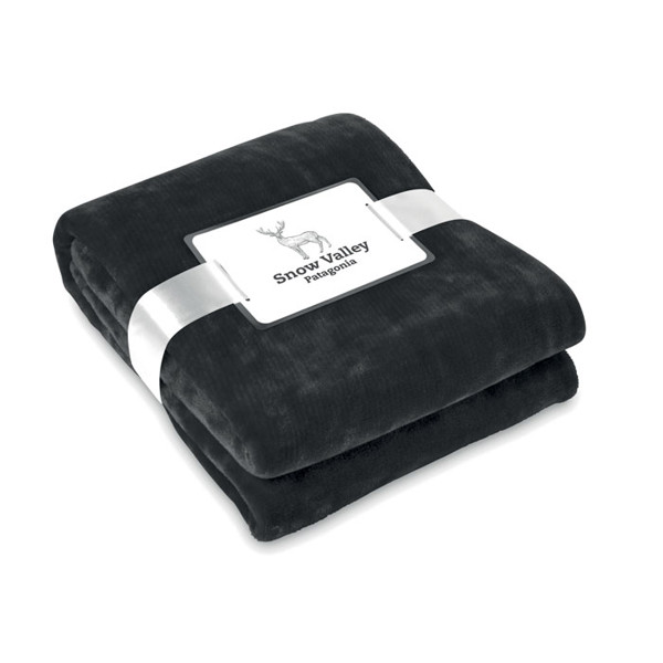 Davos blanket flannel fleece, 280 g/m², 150x120 cm - Black