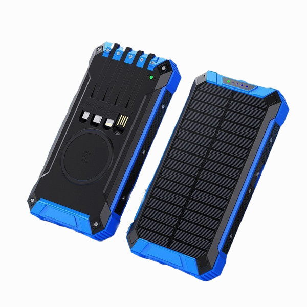 Solar power bank 20000mAh with cable - BLACK