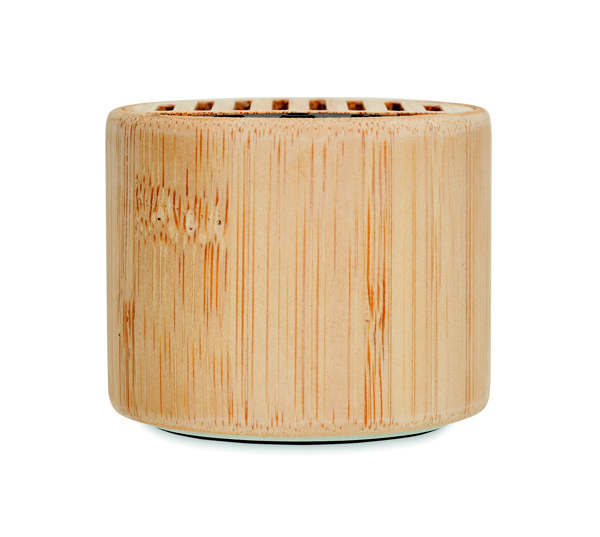 Okrogli Lux bambusov zvočnik 3W, baterija 300 mAh