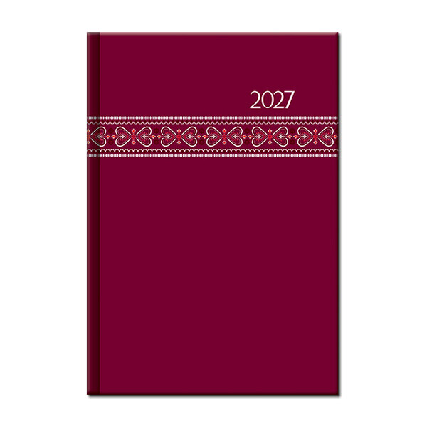 Týždenný diár A5 FOLK červený 2027