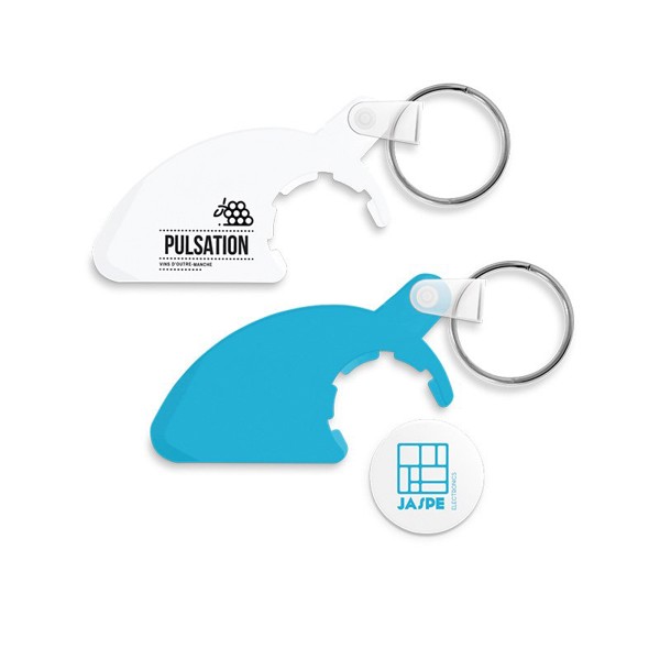 KEY-RING TOKEN HOLDER WITH SCRATCHCARD SCRAPER - Blanc / Sans jeton