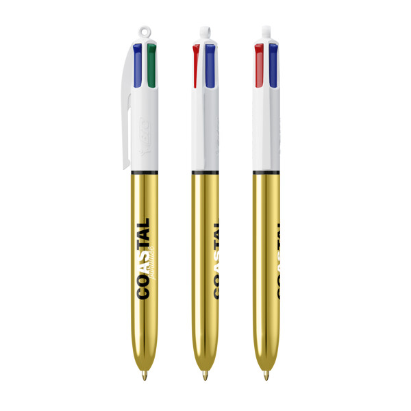 BIC® 4 Couleurs® Shine ballpen - Blanc/Or