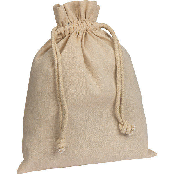 Medium drawstring bag made from recycled cotton WARREN - Beige