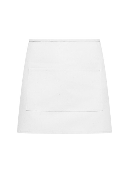 Basic Half Apron With Pocket - White