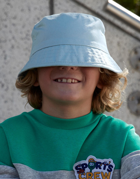 Cappello Bucket Junior In Cotone Organico - Powder Blue / S/M