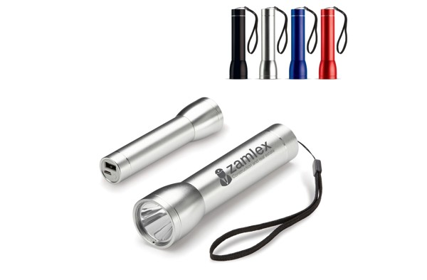 Powerbank flashlight 2.200mAh - Silver