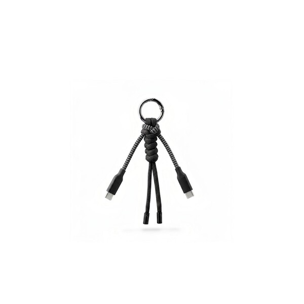 KEYLINK - BND1555 - Porte-clés tressé RPET 2 en 1 et câble de chargement