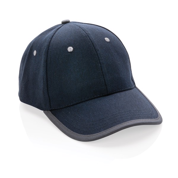 Casquette contraste 6 panneaux coton recyclé Impact AWARE™ - Bleu Marine
